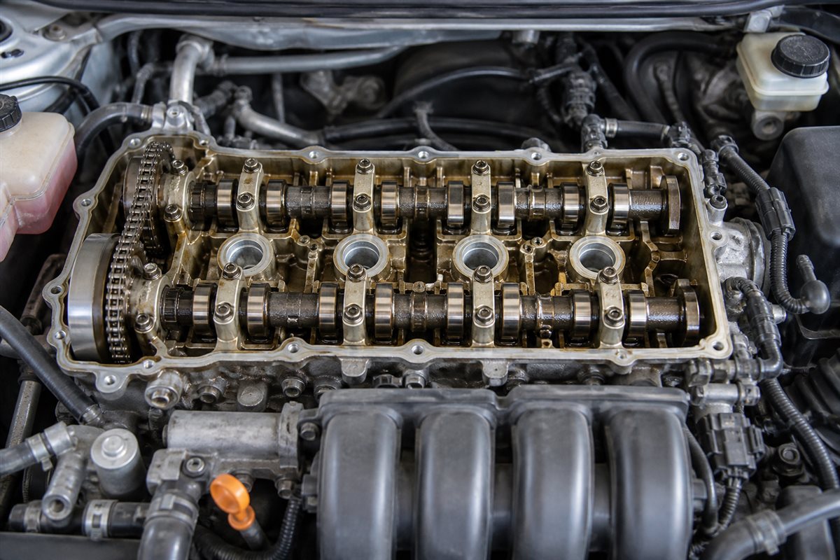 Generic engine with valve cover removed for inspection